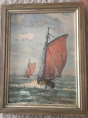 Ölbild mit Segelbooten