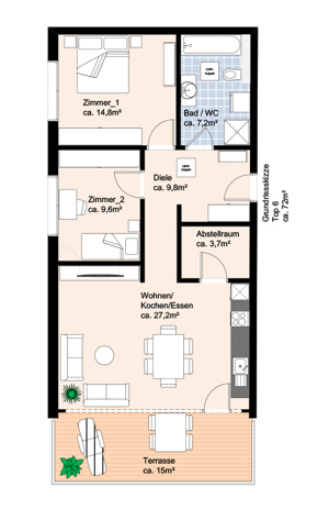 Dachgeschosswohnung mit großer überdachter Loggia in Rankweil, Bifang