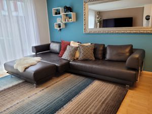 Couch, Sofa, Wohnlandschaft "Ewald Schillig" echtes Leder dunkelbraun Bild 1