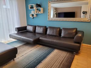 Couch, Sofa, Wohnlandschaft "Ewald Schillig" echtes Leder dunkelbraun Bild 6