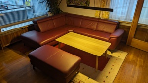 Rote Couch Echtleder Bild 4