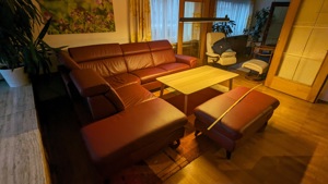 Rote Couch Echtleder Bild 5