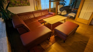 Rote Couch Echtleder Bild 2