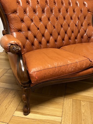Barock Möbel Sofa Couch Echtleder Nussbaum Wohnzimmer Rokoko Louis XV  Bild 6