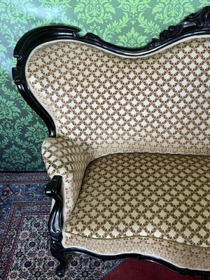 Biedermeier Couch Sofa Barock Sitzmöbel Barockstoff Nussbaum Louis Philippe Bild 9