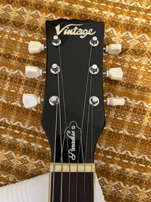 E-Gitarre Vintage Flamed Amber  Gitarre mit Gitarrenkoffer Bild 6