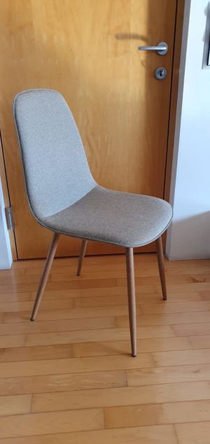 3x Stuhl beige mit Beinen in Holzoptik - 2 neu, 1 neuwertig  Bild 2