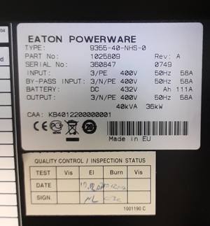 USV Eaton Powerware 9355-40-NHS-0 uninterruptible power supply (UPS) 40 kVA 36000 W, ohne Batterien  Bild 6