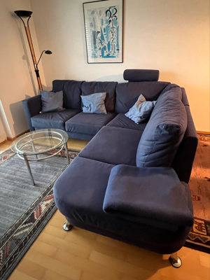 Couch Stoff blau L-förmig -Preis verhandelbar Bild 4