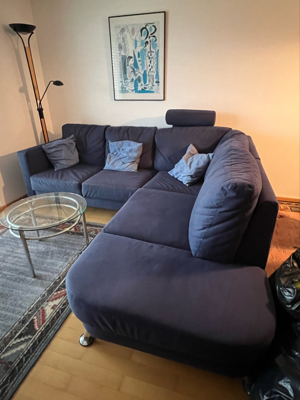 Couch Stoff blau L-förmig -Preis verhandelbar Bild 3