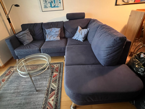 Couch Stoff blau L-förmig -Preis verhandelbar Bild 2