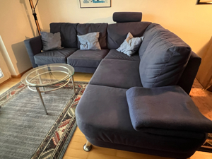 Couch Stoff blau L-förmig -Preis verhandelbar
