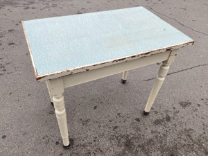 Schöner Holztisch weiß alt antik shabby vintage, Anfang 20. Jh. Bild 2