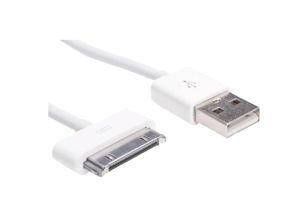 USB-Kabel USB-A Stecker, Apple 30pol. Stecker Weiß AK-USB-08