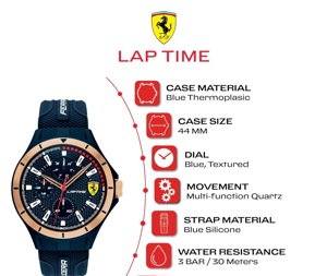 Scuderia Ferrari Lap Time Analog Blue Dial Men's Watch Bild 6