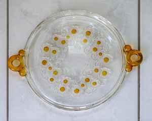 Käseglocke mit Glashaube, Tortenplatte, Servierplatte, Kuchenplatte, Platte gelb   Bild 3