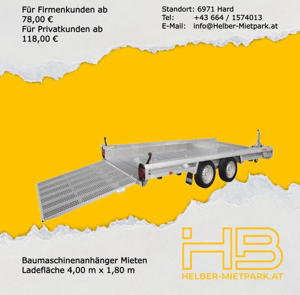 Maschinenanhänger Maschinentransportanhänger zu vermieten verleihen Anhänger