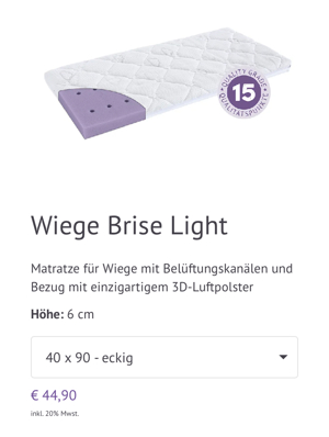 Neuwertig Träumeland Matratze 90x40cm Brise light für Baby Bett Wiege Bild 1