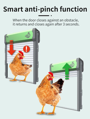 Automatischer Hühnerklappe Solar-Hühnerstall-Türöffner, Wetterfestes Design, Lichtsensor-Timer-Modi Bild 2