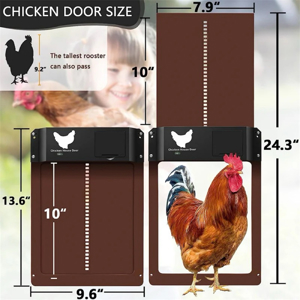 Automatische Hühnerstall Hühnerklappe Türöffner Hühnertür Mit Lichtsensor Braun Grün Rot Bild 3