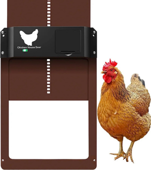 Automatische Hühnerstall Hühnerklappe Türöffner Hühnertür Mit Lichtsensor Braun Grün Rot Bild 2