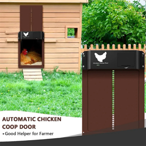 Automatische Hühnerstall Hühnerklappe Türöffner Hühnertür Mit Lichtsensor Braun Grün Rot Bild 6