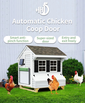 Aluminum Hühnerklappe Solar, Rolltor Automatische Hühnerklappe mit Lichtsensor,Timer für Hühnerstall Bild 5