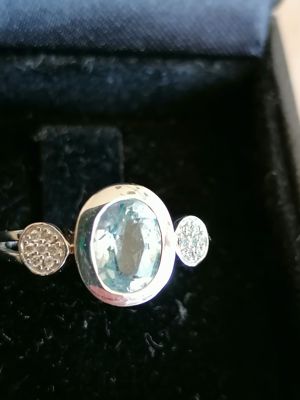 Ring Silber 585 mit hellblauem Topas Bild 3