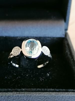Ring Silber 585 mit hellblauem Topas Bild 2
