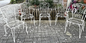 5 Retro Gartenstühle Metall Sessel