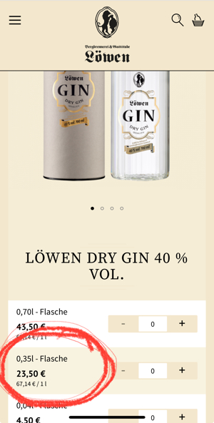 Löwen Dry Gin 40% 350 ml