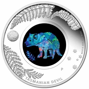 Australien: 1 Dollar 2014   Opal-Serie Tasmanischen Teufel - 1 oz. Silber in PP - sehr rar ! Bild 1