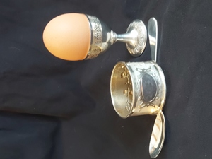 Antik 800er Silber Taufgeschenk Frühstücks Set Eierbecher!  Bild 5