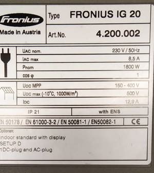 Verkaufe Fronius IG 20 Wechselrichter Bild 2
