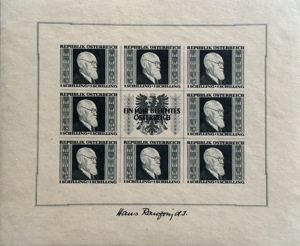Briefmarken Österreich Rennerblock mit Attest