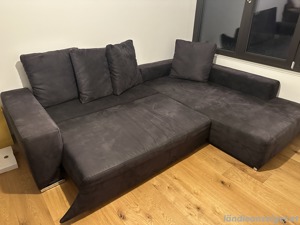 Couch   Sofa dunkelgrau Veloursleder Bild 4