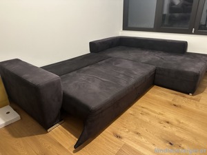 Couch   Sofa dunkelgrau Veloursleder Bild 5