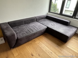 Couch   Sofa dunkelgrau Veloursleder Bild 2