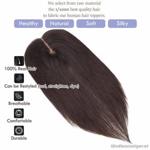 Remy Echthaar Topper für Frauen mit dünner werdendem Haar, Länge 35 cm Bild 3