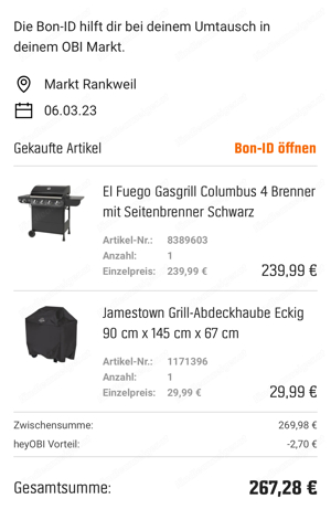 El Fuego Gasgrill Columbus 4 Brenner mit Seitenbrenner Schwarz