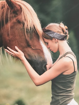 Leinwand 75 x 50 cm, Pferd mit Mädchen, neuwertig Bild 3