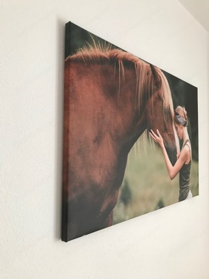 Leinwand 75 x 50 cm, Pferd mit Mädchen, neuwertig Bild 2