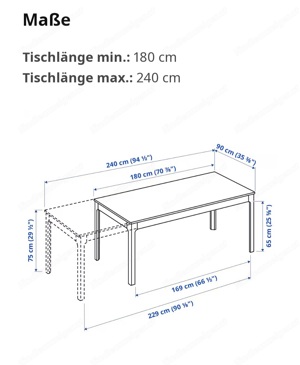 IKEA EKEDALEN Tisch mit 10 Stühlen ausziehbar 180(240) cm Bild 5