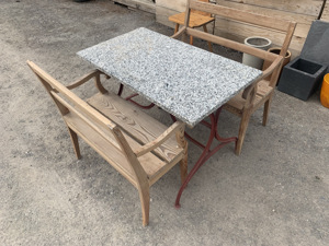Gartentisch, Gusseisen massiv mit massiver Granitplatte Bild 2