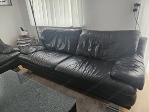 3 Set Sofa schwarz leder Bild 1