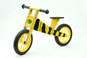 Laufrad aus Holz, gelb-schwarz, Janosch-Tigerente Bild 1
