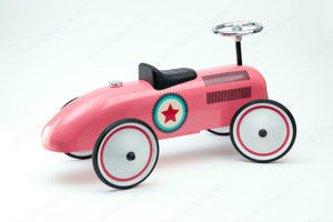 Retro Roller, pink-rosa Laufauto im Retrostil aus Metall Bild 2