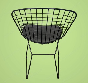 2 Stühle (wire chairs) Stahl schwarz mit Sitzkissen Bild 4