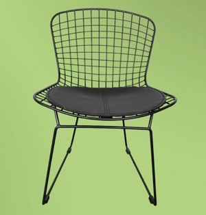 2 Stühle (wire chairs) Stahl schwarz mit Sitzkissen Bild 2