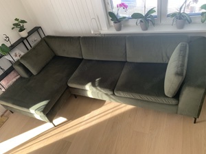 L-Sofa in dunkelgrün Bild 3